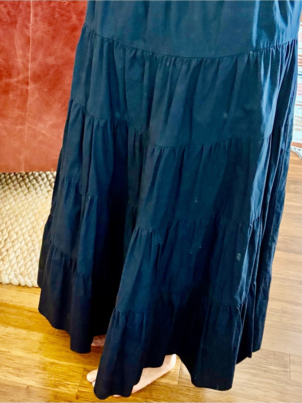 JCREW navy tiered maxi skirt